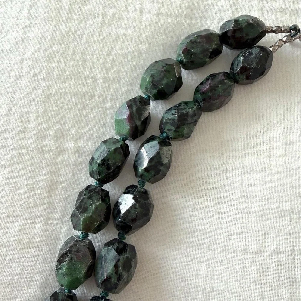 Statement Multi-Strand Emerald Green Faceted Stone Necklace
